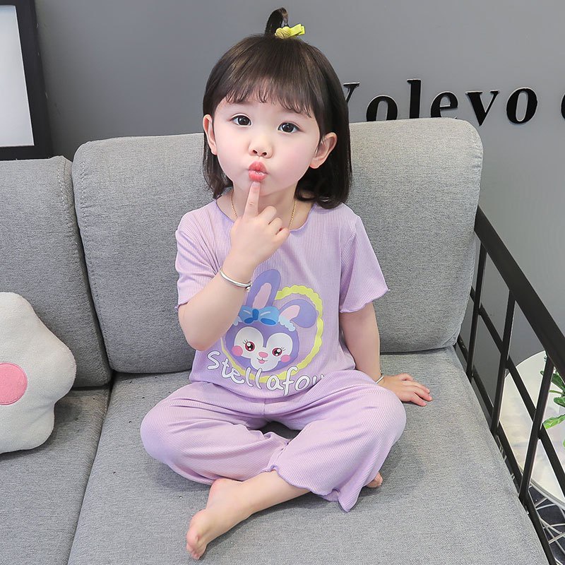 ชุดนอนเด็กผู้หญิง ชุดเซ็ท 2 ชิ้น (กางเกง+เสื้อ) ลายการ์ตูนน่ารัก ราคา ถูกที่สุด ดีลบีเคเค แกลเลอรีภาพที่ 4