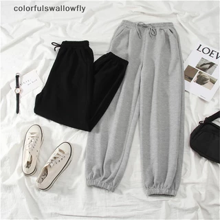 Colorfulswallowfly กางเกงวอร์ม ทรงหลวม โอเวอร์ไซซ์ สีพื้น แฟชั่นฤดูใบไม้ร่วง ฤดูหนาว สําหรับผู้หญิง COD