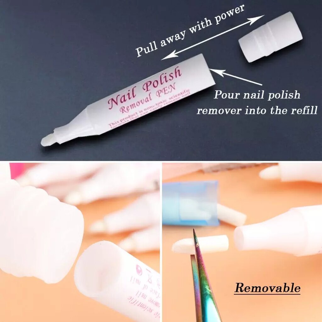 (1ด้าม) ปากกาเช็ดขอบเล็บ เช็ดสีเลอะ แถมฟรีหัวเช็ดขอบเล็บอีก 3 หัว - รูปที่ 3