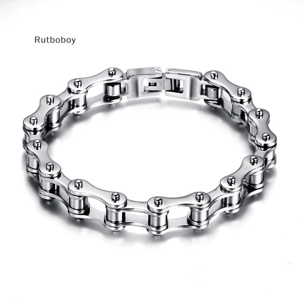 [Rut] สร้อยข้อมือสเตนเลส สไตล์พังก์ ผู้ชาย ไบค์เกอร์ จักรยาน รถจักรยานยนต์ โซ่ สร้อยข้อมือ 8.5 นิ้ว COD