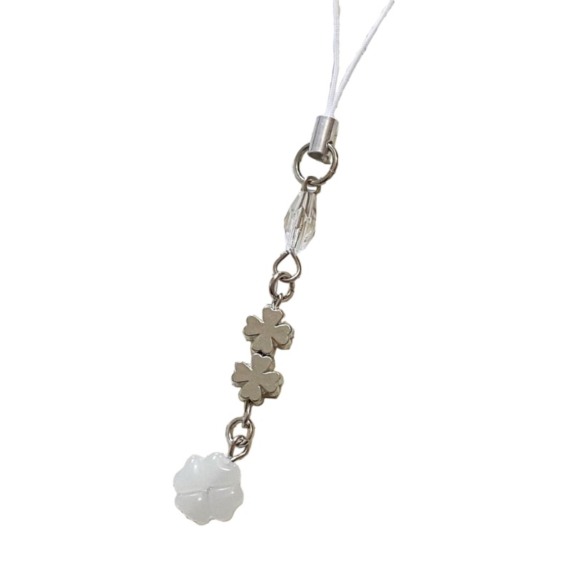 Ch*【พร้อมส่ง】จี้คริสตัล รูปใบไม้สี่ใบ แฮนด์เมด หรูหรา สําหรับห้อยโทรศัพท์มือถือ - รูปที่ 3