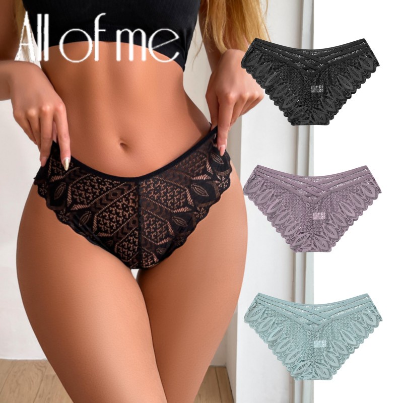 Allofme กางเกงชั้นใน คอวี ลูกไม้ เซ็กซี่ ระบายอากาศ ไร้รอยต่อ 5 สี สําหรับผู้หญิง