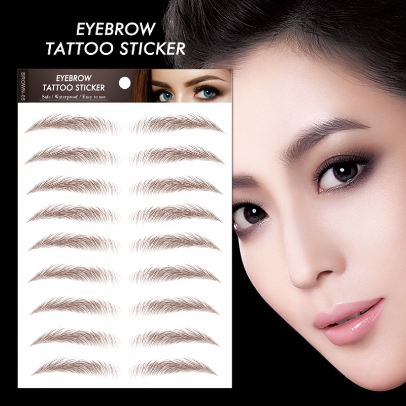 สติกเกอร์รอยสักคิ้ว - สติกเกอร์สร้างคิ้ว - เหมือนผม, เอฟเฟกต์ธรรมชาติ - กันน้ํา, ติดทนนาน - แต่งหน้าคิ้ว - เครื่องมือแต่งตา