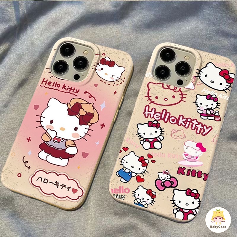 การ์ตูนน่ารักน่ารักกรณีโทรศัพท์ Hello Kitty เข้ากันได้ iPhone 15 11 13 12 14 Pro MAX 7Plus XR X XS MAX 7 8 6 15 Plus