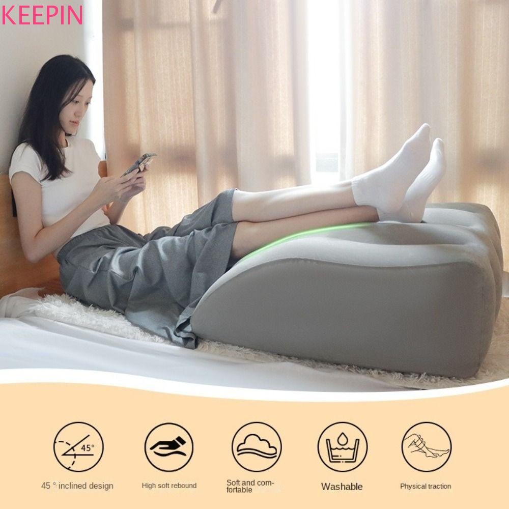 Keepin หมอนยกขา, Comfort Knee Cushion Inflatable Wedge Pillow, Multifunctional Foot Relax Washable Leg Wedge Pillow Sleeping