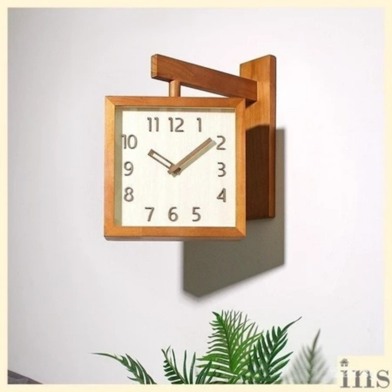 5-ดาว ขายใหม่ ญี่ปุ่นวินเทจไม้เนื้อแข็งสองด้านไม้นาฬิกาแขวนเงียบห้องนั่งเล่นบ้านมุมสองด้านนาฬิกา - รูปที่ 5