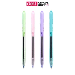 ปากกาลูกลื่น Deli ปากกาแบบกด ปากกา หมึกน้ำเงิน เส้น 0.5mm (คละสี 1 แท่ง) เครื่องเขียน อุปกรณ์การเรียน