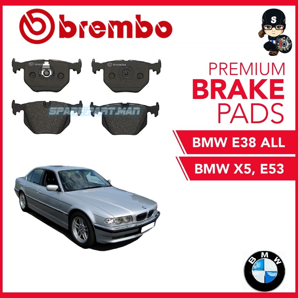 ผ้าเบรคหลัง BREMBO (1 ชุด)- BMW E38 ALL, X500 E53 3.0i,4.4i, X5-500 E53 4.4i,4.6i,4.8i