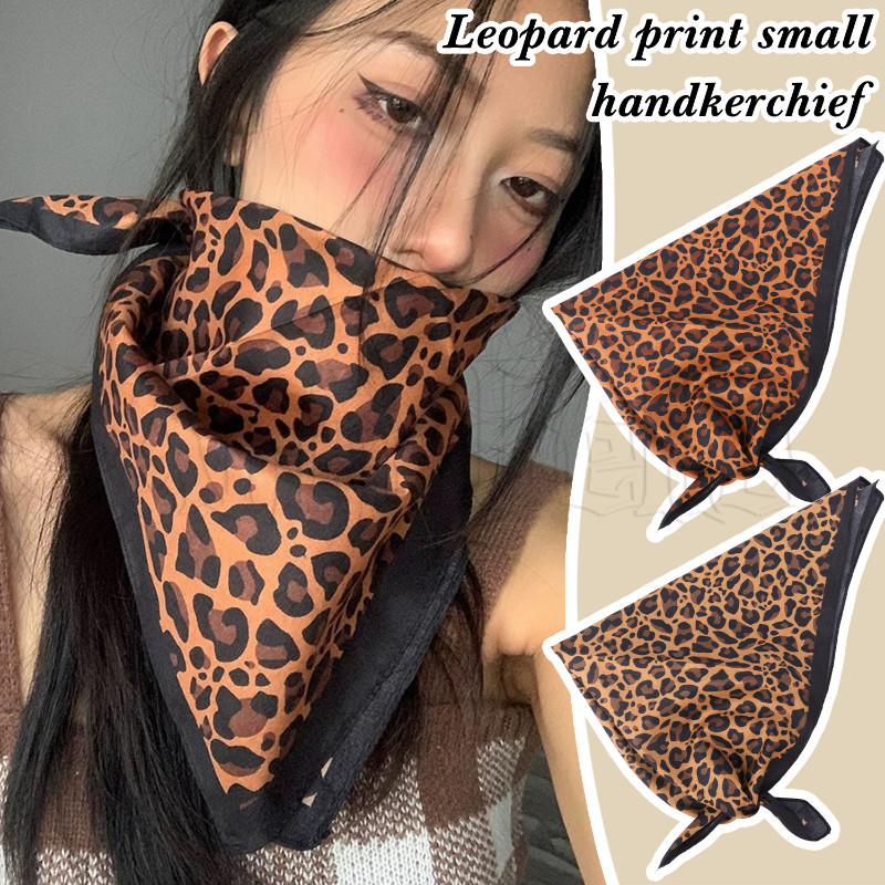 Classic Luxury Leopard Headscarf-Dark Leopard Turban Headband-Retro Elagantริบบิ้นสแควร์ผ้าพันคอ-ผู้