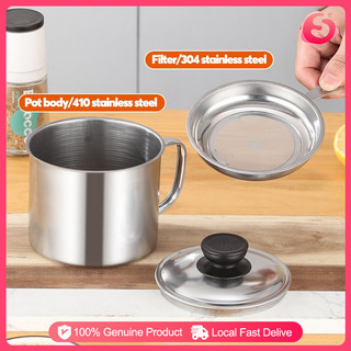 304 Stainless Steel Oil Container Household Oil Strainer Container with Strainer