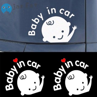 Janfat Baby In Car สร้างสรรค์ 16 * 13 ซม. อุปกรณ์เสริมในรถยนต์ กันน้ํา การ์ตูน รูปลอกอัตโนมัติ จัดแต่งทรงผมอัตโนมัติ