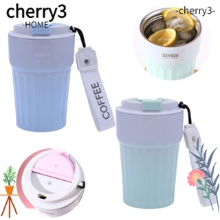 Cherry3 แก้วกาแฟสเตนเลส กันรั่วซึม แบบพกพา 400 มล. พร้อมเชือกเส้นเล็ก สําหรับเดินทาง