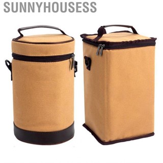 Sunnyhousess Camping Light Storage Bag  Removable Shoulder Strap Lamp Upper Mesh Pocket Design  Leather Bottom Canvas for Travel