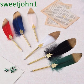 Sweetjohn ปากกาลูกลื่น 0.5 มม. ขนนก แฟชั่นสร้างสรรค์ สําหรับนักเรียน