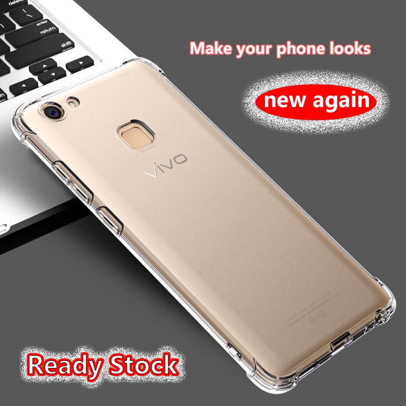 สําหรับ Vivo V7 V7 Plus 1718 1716 1850 Y79A คริสตัลใส 4 มุมกันกระแทกยางนุ่ม Jelly กรณีเคสโทรศัพท์ฝาหลังกันชนโปร่งใส
