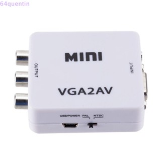 Quentin อะแดปเตอร์แปลงสายเคเบิล VGA เป็น AV VGA2AV AV HD 1080P สําหรับเกมคอนโซล เน็ตบุ๊ก กล่องทีวี DVD โปรเจคเตอร์ ทีวี มอนิเตอร์