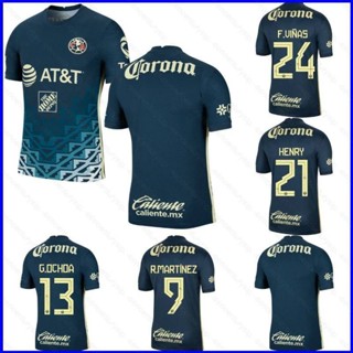 เสื้อกีฬาแขนสั้น ลายทีมฟุตบอล Ochoa Martinez Vinas Henry Liga MX GP1 2021-2022 Club America Away สําหรับผู้ชาย และผู้หญิง PG1