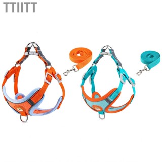 Ttiitt Dog Harness Leash  Wear Resistant Pet Vest Set Reflective Stripe Adjustable Breathable for Travel Walking