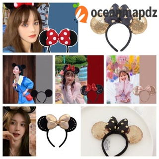 Oceanmapdz ที่คาดผม หูมิกกี้ เจ้าหญิง เลื่อม มินนี่เมาส์ อุปกรณ์ประกอบฉากประสิทธิภาพ การ์ตูน เครื่องประดับผม เด็กผู้หญิง