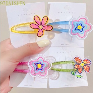 Daishen1 กิ๊บติดผมอะคริลิคใส ลายดอกไม้ สีแคนดี้ สไตล์เกาหลี สําหรับผู้หญิง