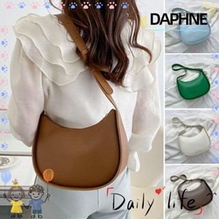 Daphne กระเป๋าสะพายไหล่ กระเป๋าถือ หนัง PU ความจุขนาดใหญ่ สีพื้น แฟชั่นสําหรับสตรี