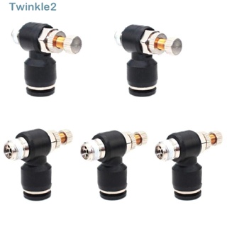 Twinkle อะแดปเตอร์เชื่อมต่อท่อนิวเมติก 6 มม. OD 1/8 นิ้ว ตัวผู้ ข้อศอกนิวเมติก 90 องศา สีดํา 5 ชิ้น