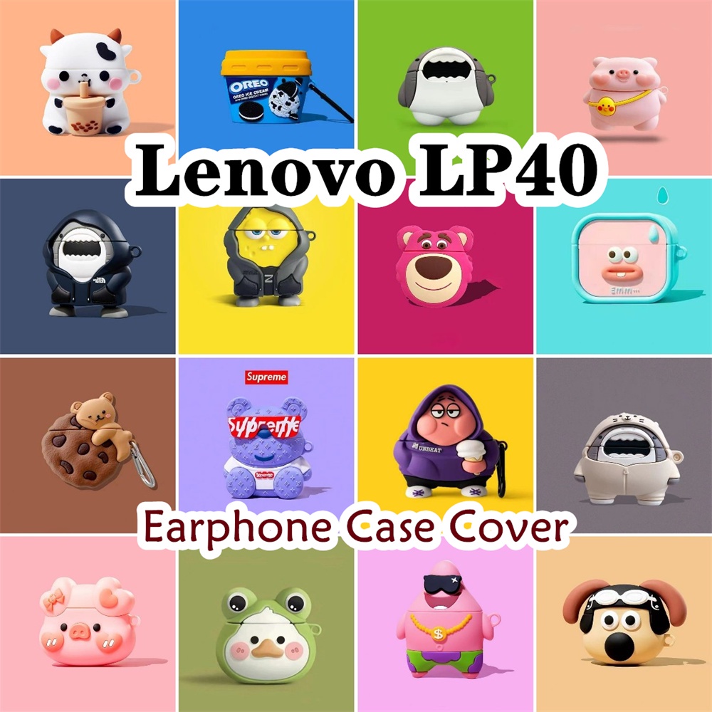 【3Cideas】นําไปใช้กับ Lenovo LP40 เคส Case เคสหูฟัง การ์ตูนชุดนวัตกรรม ฉลาม ซิลิโคนนุ่ม เคส เคสหูฟัง No.1