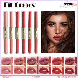 Fitcolors ลิปสติก ลิปกลอส เนื้อแมตต์ กํามะหยี่ มุก สองหัว ไม่ติดแก้ว