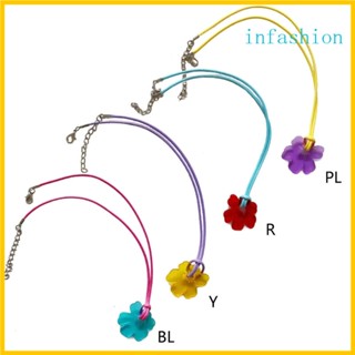 Inf สร้อยคออะคริลิค จี้ดอกไม้ ปรับได้ เครื่องประดับสําหรับผู้หญิง