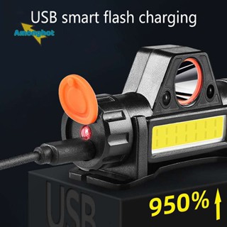 Amonghot&gt; ไฟฉายสวมศีรษะ LED COB กันน้ํา ชาร์จ USB