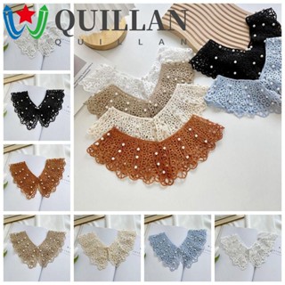 Quillan ลูกไม้ คอปกปลอม ตกแต่งเสื้อ คอตุ๊กตา ปกปลอม ผ้าคลุมไหล่ มุก ถอดออกได้ ชุดเดรส ตกแต่งไหล่