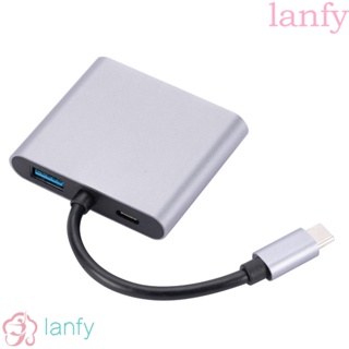 Lanfy อะแดปเตอร์ Type-C เป็น Dual HDMI 2 in 1/4 in 1 HDMI Type-C เป็น Dual HDMI 4K 60Hz USB C Hub 4 in 1 สําหรับแล็ปท็อป โทรศัพท์ PC