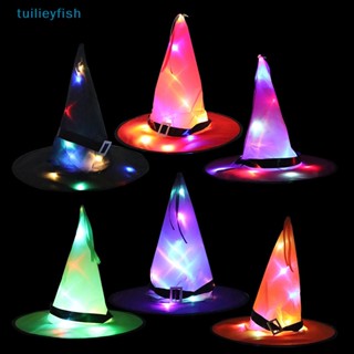 【tuilieyfish】หมวกแม่มด มีไฟ LED พร็อพคอสเพลย์ สําหรับแขวนตกแต่งต้นฮาโลวีน【IH】