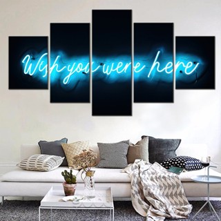 วอลเปเปอร์ผ้าใบ พิมพ์ลายคําคม Wish You Were Here Love สําหรับตกแต่งบ้าน ห้องนอน 5 ชิ้น