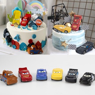 ป้ายธีม Disney McQueen Lightning Cars สําหรับตกแต่งเค้กวันเกิดเด็กผู้ชาย 6 ชิ้น