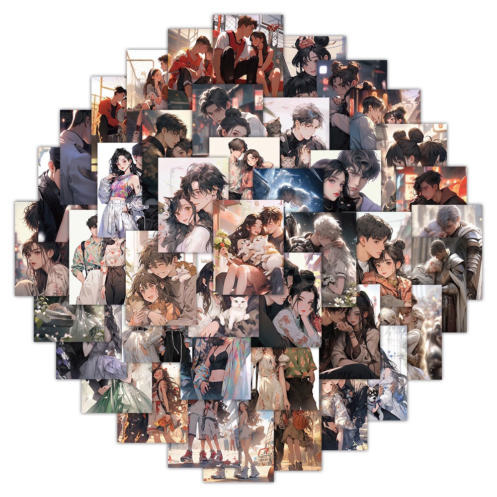 Lanlanstickersworld สติกเกอร์ ลายการ์ตูนอนิเมะกราฟฟิตี้ โรแมนติก สวยงาม สําหรับติดตกแต่งหมวกกันน็อค ดินสอ 60 ชิ้น
