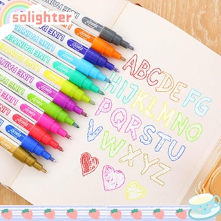 Solighter ปากกาไฮไลท์ เรืองแสง 8 12 สี สําหรับวาดภาพกราฟฟิติ DIY