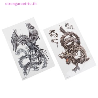 Strongaroetrtu สติกเกอร์รอยสักชั่วคราว ลายมังกรฟินิกซ์ กันน้ํา