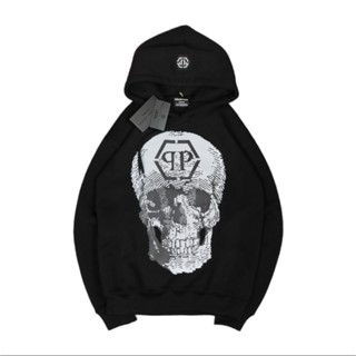 เสื้อแจ็กเก็ต มีฮู้ด ลายโลโก้ Philipp PLEIN สีดํา