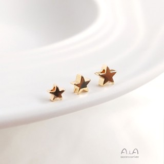 เครื่องประดับ ต่างหู ลูกปัดทอง 14K รูปดาวห้าแฉก ขนาดเล็ก แฮนด์เมด DIY