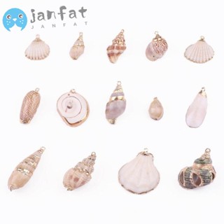 Janfat ต่างหูเปลือกหอย เปลือกหอย สีขาวธรรมชาติ 10 แบบ 20 ชิ้น อุปกรณ์ทําเครื่องประดับ DIY