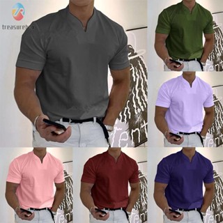 【TRSBX】Sophisticated Mens V Neck Fitness T Shirt Stylish Short Sleeve Blouse