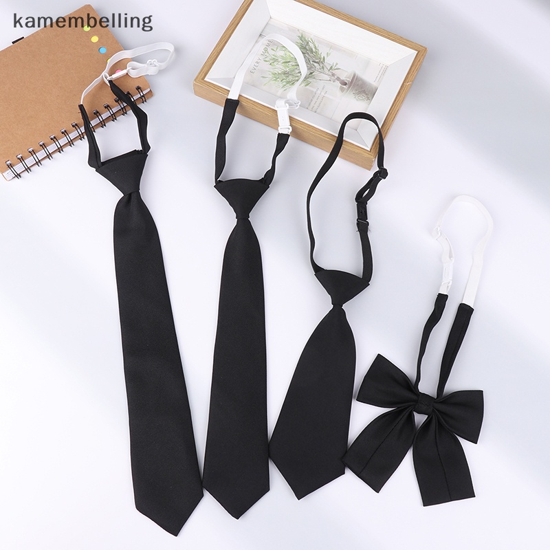 Kkmoon เนคไทชุดนักเรียนสีดํามีซิปเรียบง่ายสําหรับผู้ชายและผู้หญิง