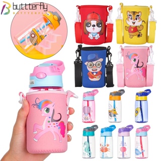 Buttterfly แก้วน้ํา กันรั่ว ลายการ์ตูน สร้างสรรค์ พร้อมหลอดดูด ปลอด BPA สําหรับเด็ก