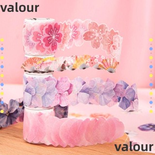 Valour เทปวาชิ ลายกลีบดอกซากุระ มีกาวในตัว สําหรับตกแต่งสมุดไดอารี่ DIY 50 ชิ้น ต่อม้วน