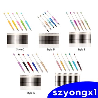 [Szyongx1] ปากกาลูกลื่น ลูกปัด พร้อมไส้ปากกา 20 ชิ้น สีดํา สําหรับสํานักงาน ทําของขวัญ ครู วาดภาพ DIY