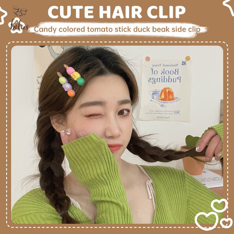 ส่งเร็ว- กิ๊บติดผมหน้าม้า รูปมะเขือเทศน่ารัก สีแคนดี้