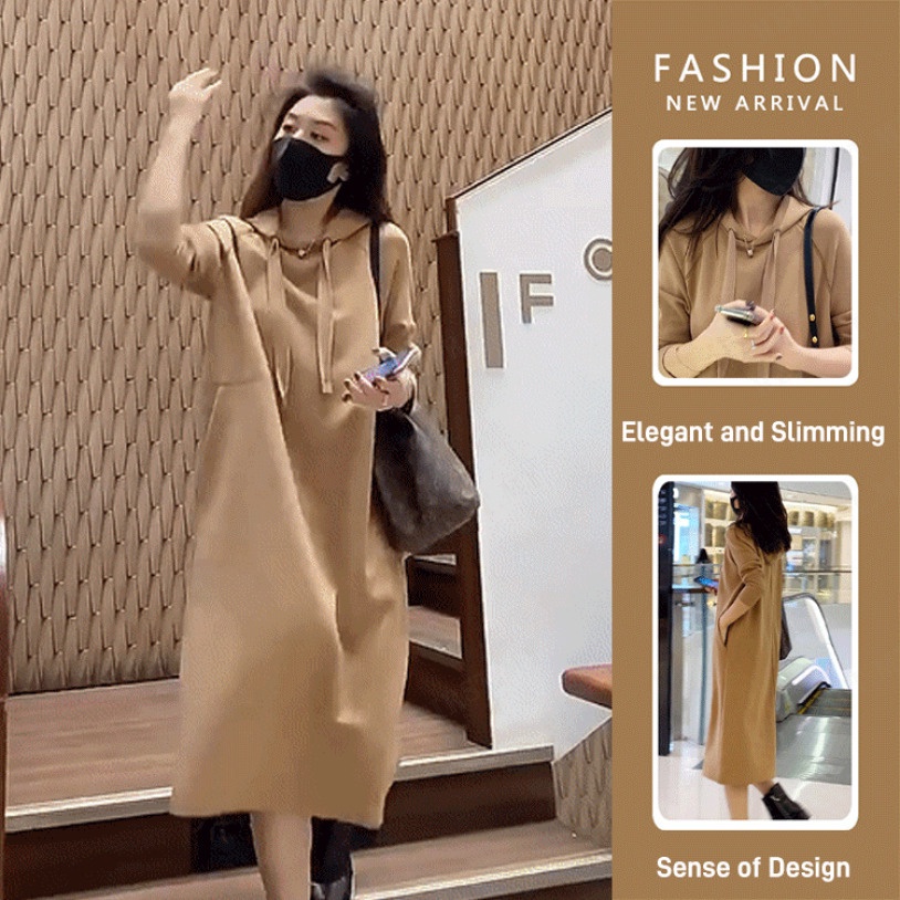 ใหม่ชุดเดรสมีฮู้ดที่อบอุ่นและมีสไตล์สําหรับฤดูใบไม้ร่วงและฤดูหนาว ราคา ถูกที่สุด ดีลบีเคเค รูปภาพหลัก