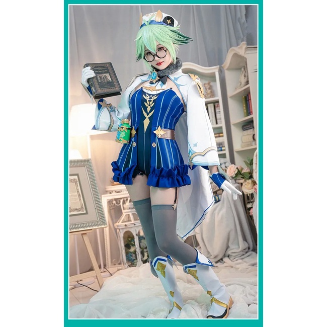 Anime Genshin Impact Sucrose Cosplay Costume Saccharose Wigs Suit Dress Uniform Halloween Party Outf
