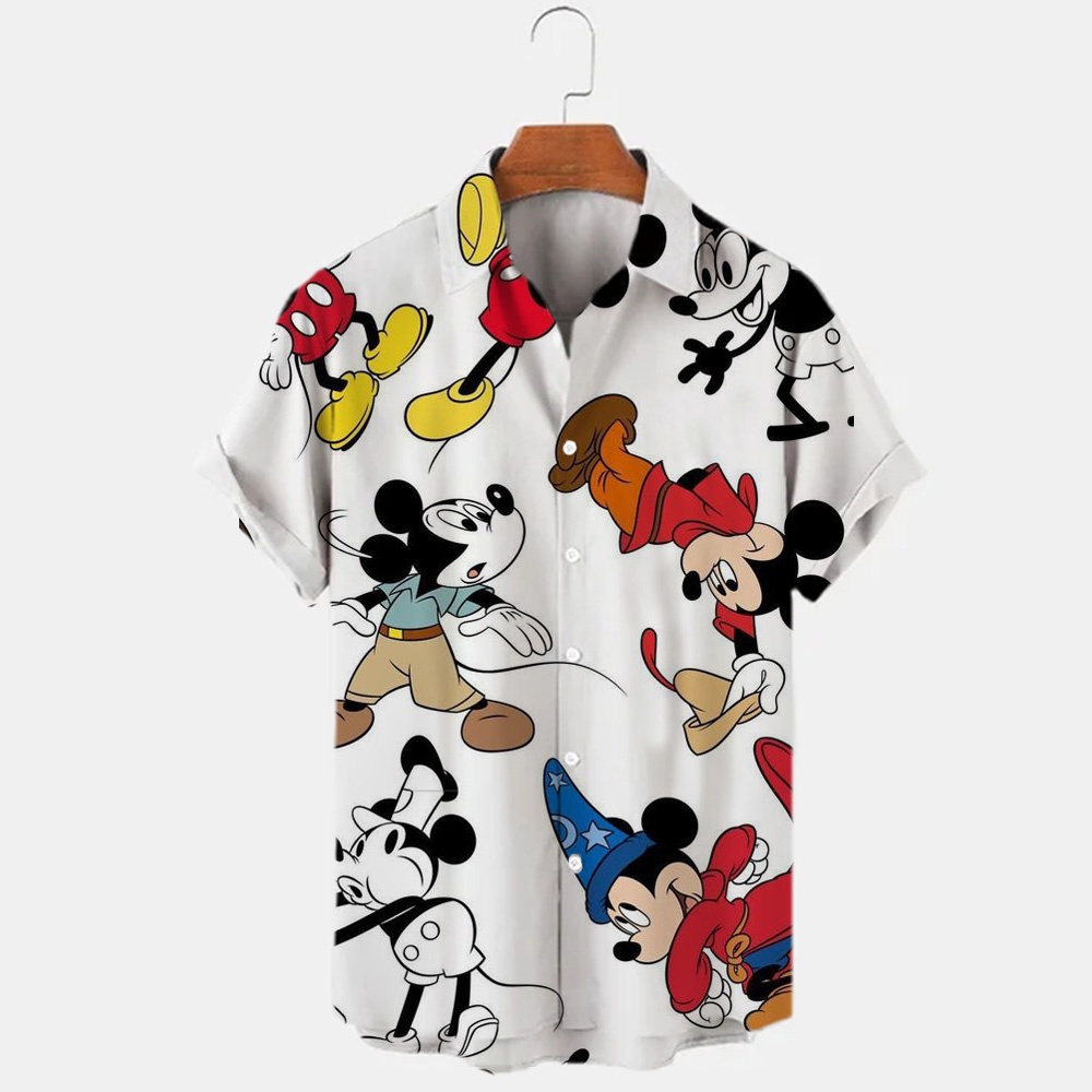 เสื้อเชิ้ต พิมพ์ลาย Disney Donald Duck Mickey Mouse 3 มิติ สไตล์วินเทจ แฟชั่นฤดูร้อน สําหรับผู้ชาย 2023